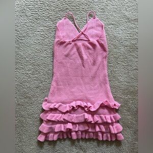 Pink Ruffled Knit Dress